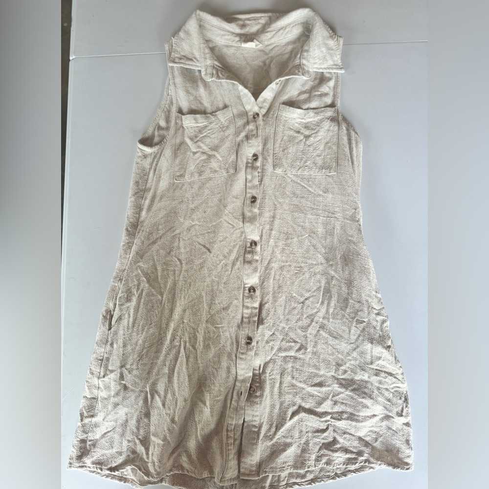 Three Bird Nest Button Up Sleeveless T-Shirt Dress - image 1